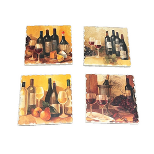 porcelain wine coasters with cork bottom set of four
